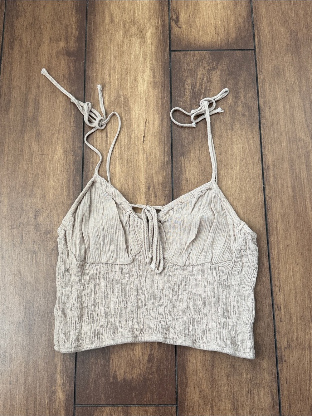 Brandy Melville Taupe Tie-Front Cropped Cami